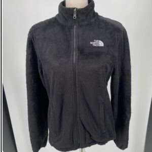 The North Face Womens Fleece Jacket Black Zip Up Pockets Mock Neck Drawstring S